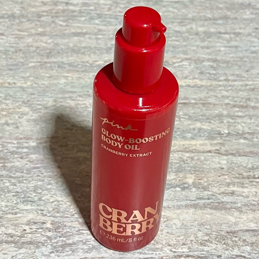 New PINK Victoria's Secret Cranberry Glow-Boosting Body Oil - Red